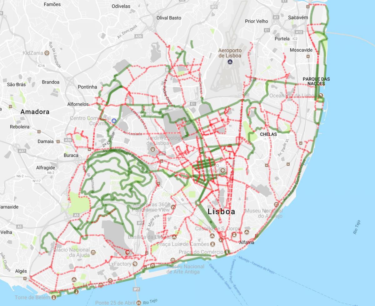 карта Лиссабона на велосипеде