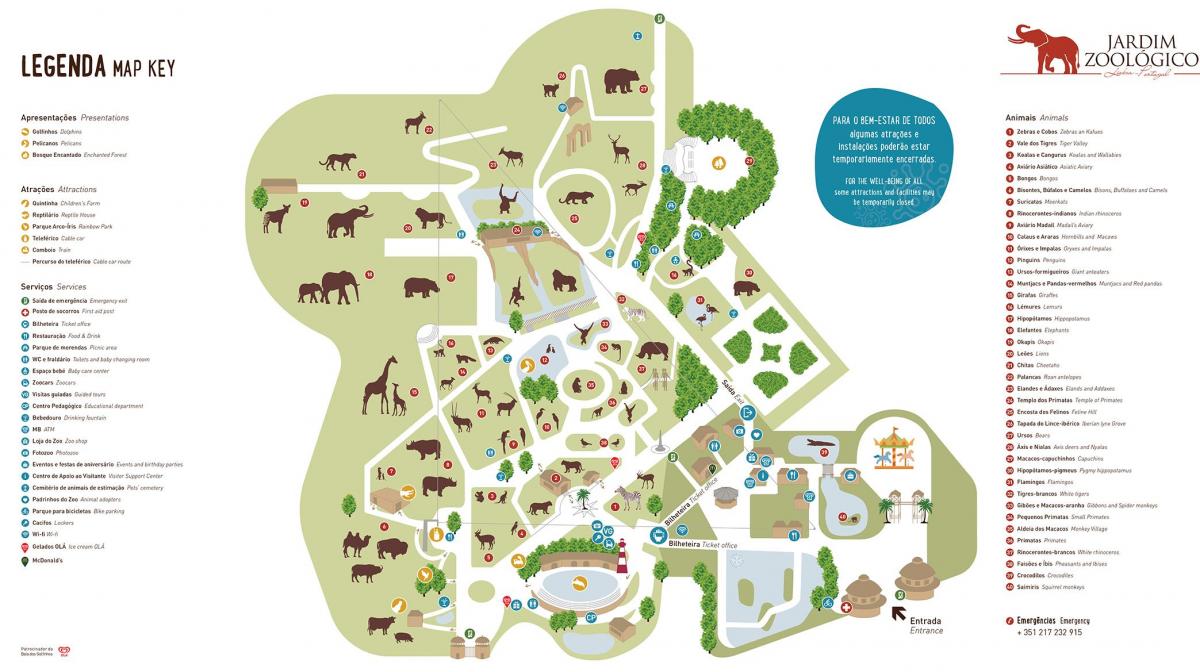 карта Лиссабонского зоопарка