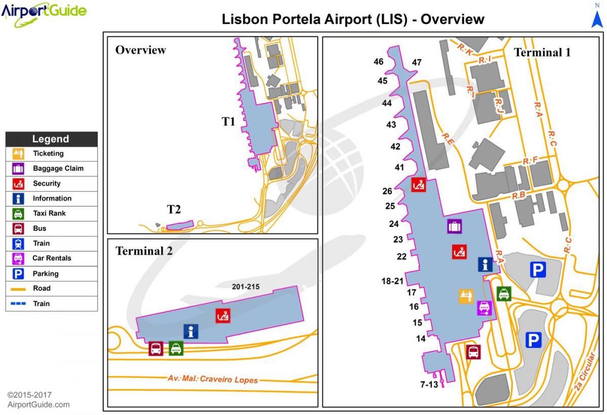 карта Лиссабона аэропорта 