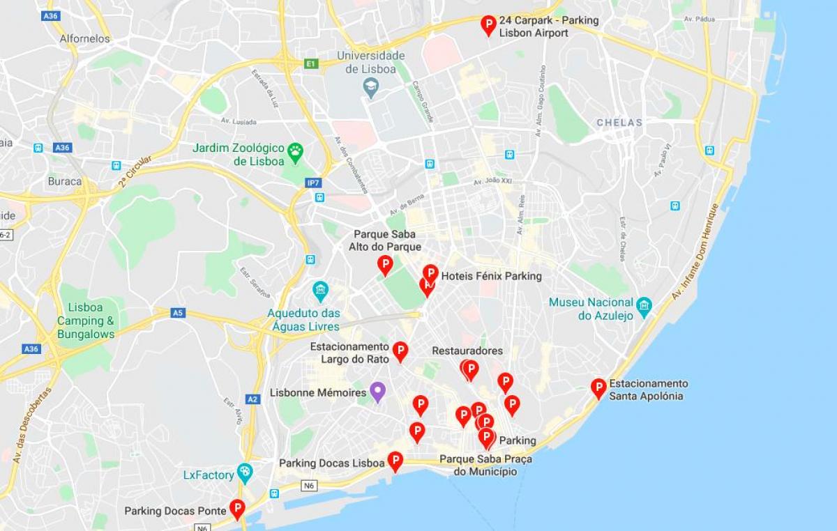 карта Лиссабона парковка 