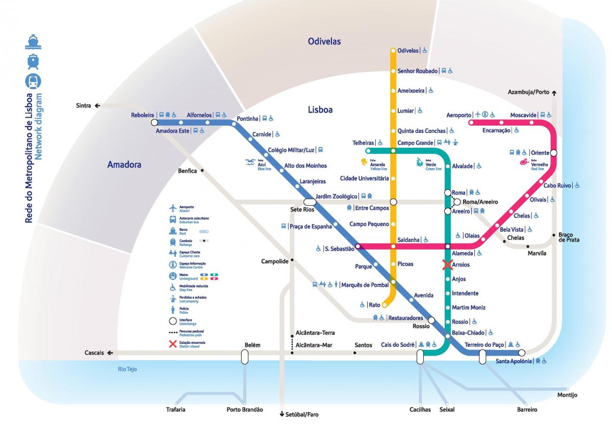 Лиссабон железнодорожных карте