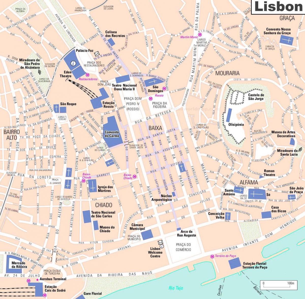 карта центра Лиссабона Португалия