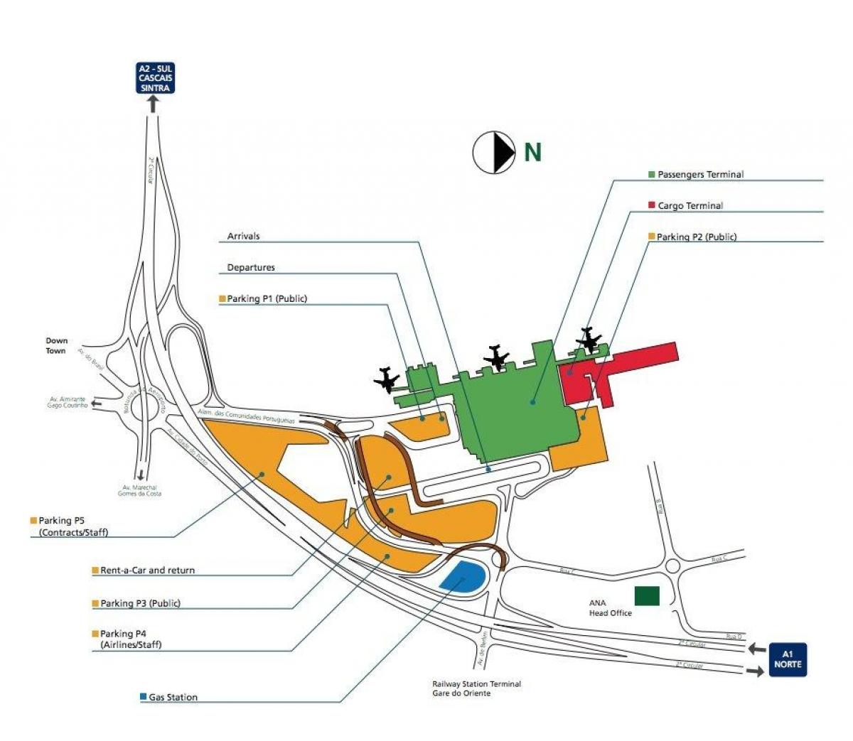 международного аэропорта Лиссабона карте