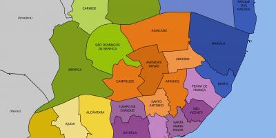 Карта Лиссабона, показывая районов